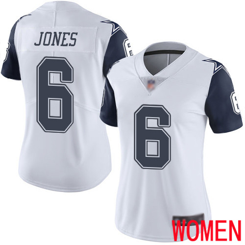 Women Dallas Cowboys Limited White Chris Jones 6 Rush Vapor Untouchable NFL Jersey